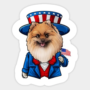 Fourth of July Pomeranian Sticker